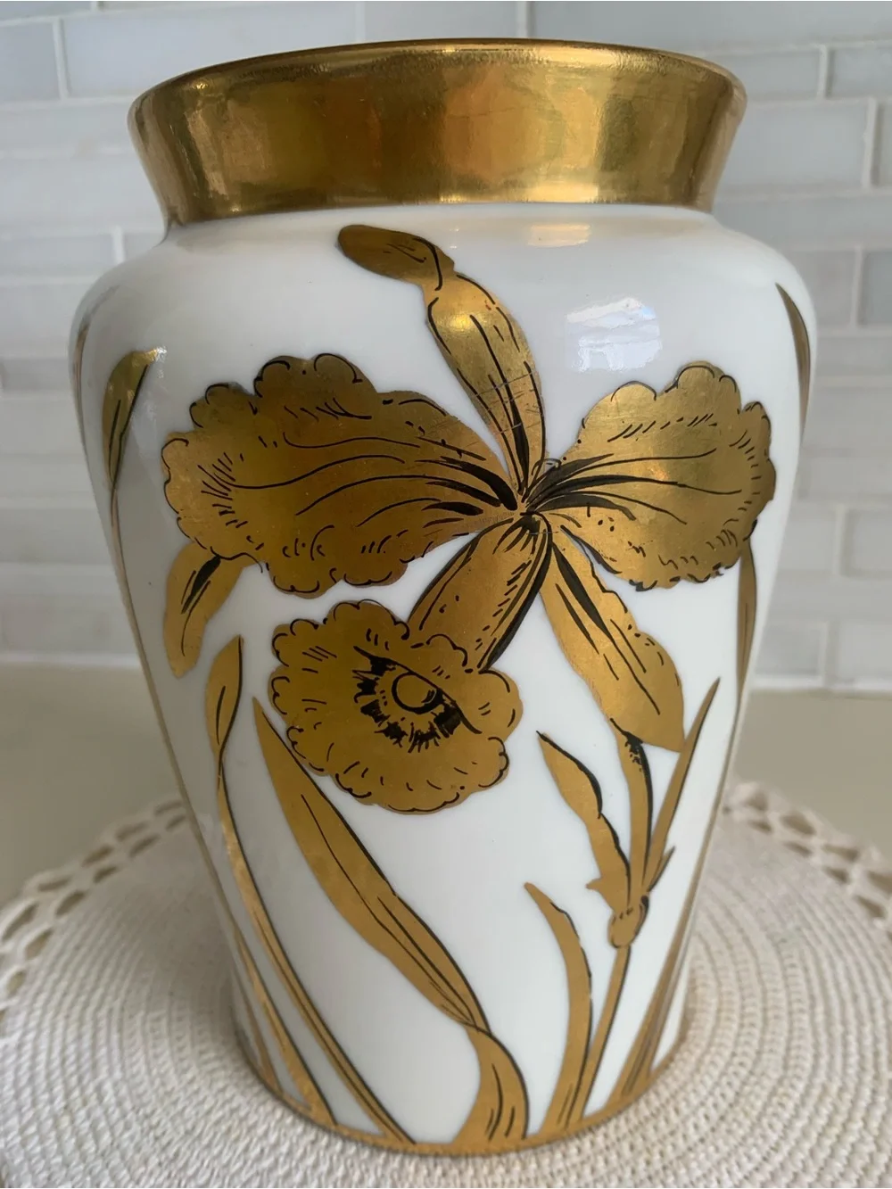 Vintage Stouffer Fine China Golden Orchid Vase | Signed Otto Podlaha | Gold Gilt